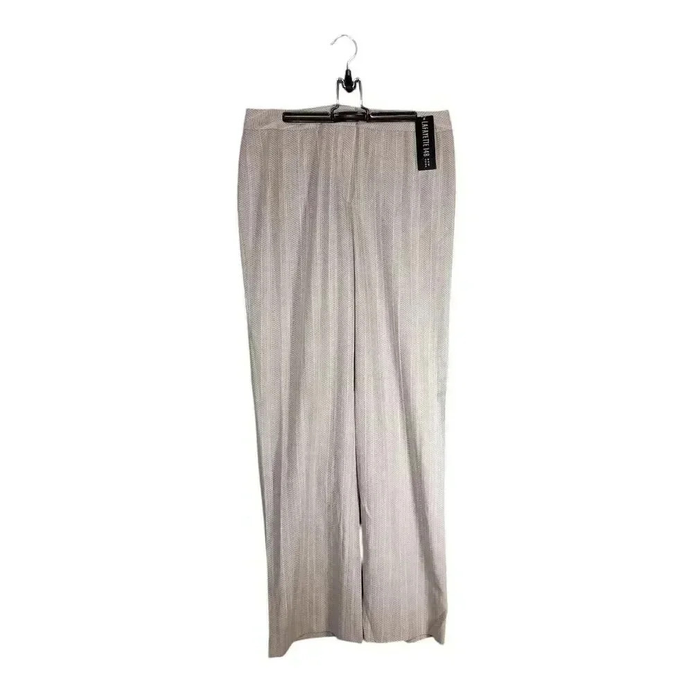 Lafayette 148 Wool Pants Beige Multi Wide Leg Women's 10